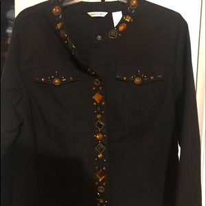 Laura Ashley jeweled jacket black , size large
